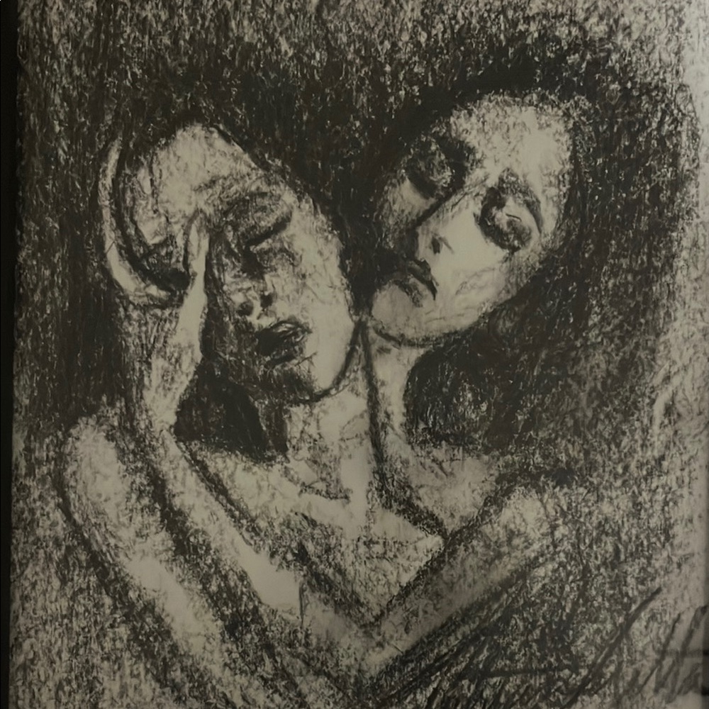 Charcoal drawing on paper.
